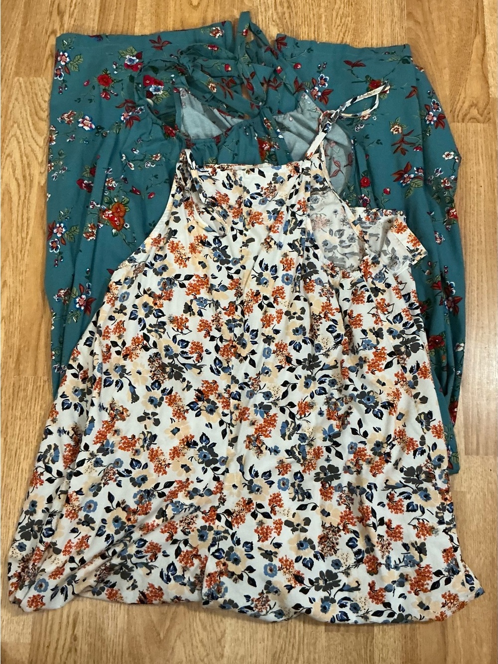 Set Of 2 YESNO Woman’s Summer Boho Cotton Casual Floral Pattern Jumpsuits